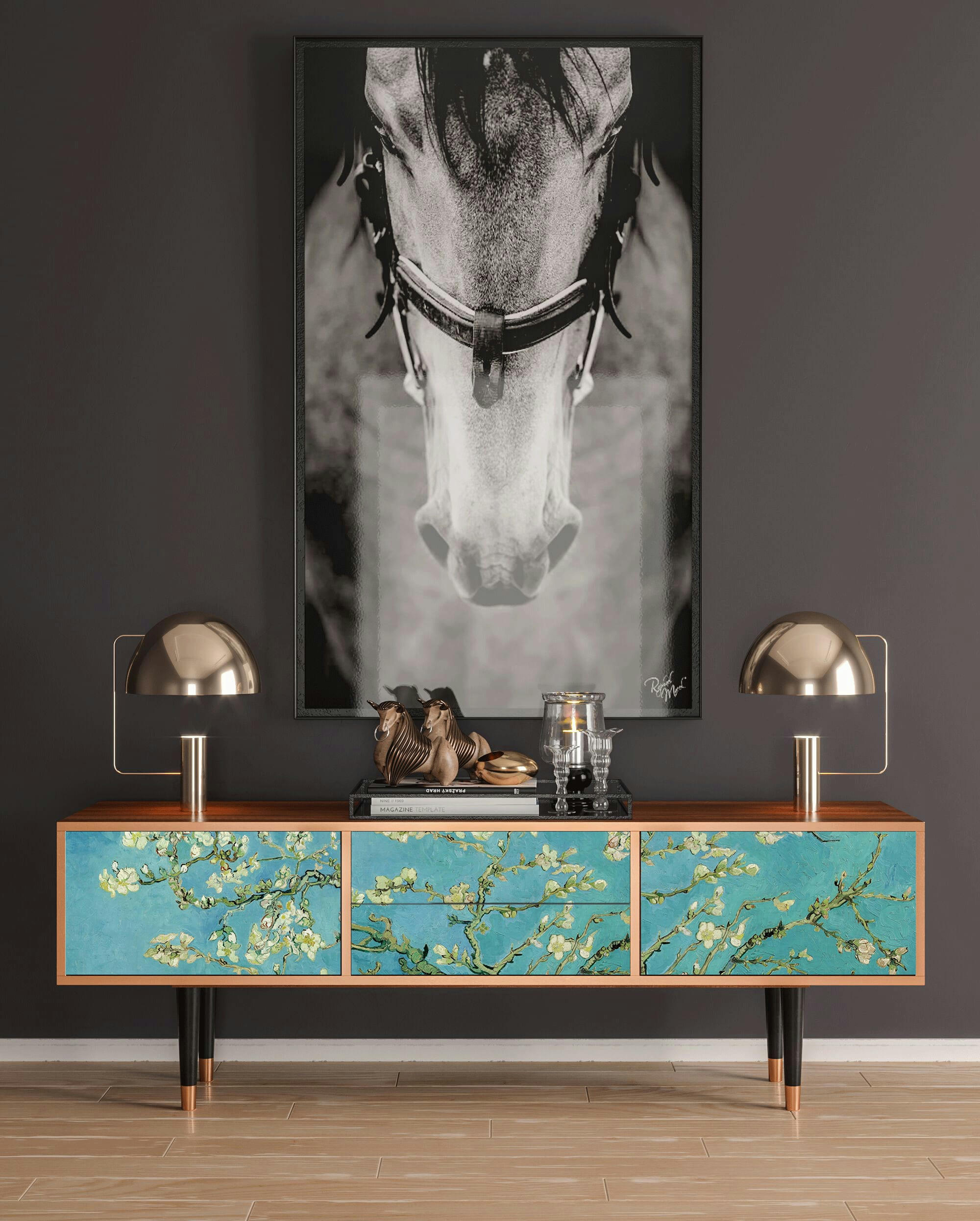 ALMOND BLOSSOM BY VAN GOGH - Meuble TV  bleu 2 tiroirs et 2 portes L 170 cm
