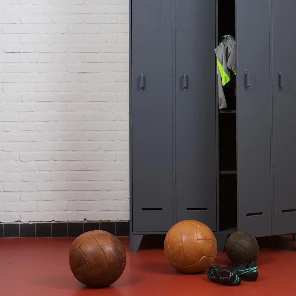 WOOOD Stijn Kledingkast 2-Deurs - Grenen - Staal Grijs - 103x187x40