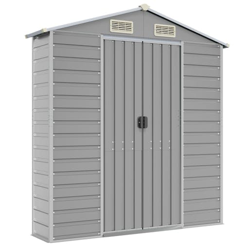 NNEVL Garden Shed Light Grey 191x470x198 cm Galvanised Steel