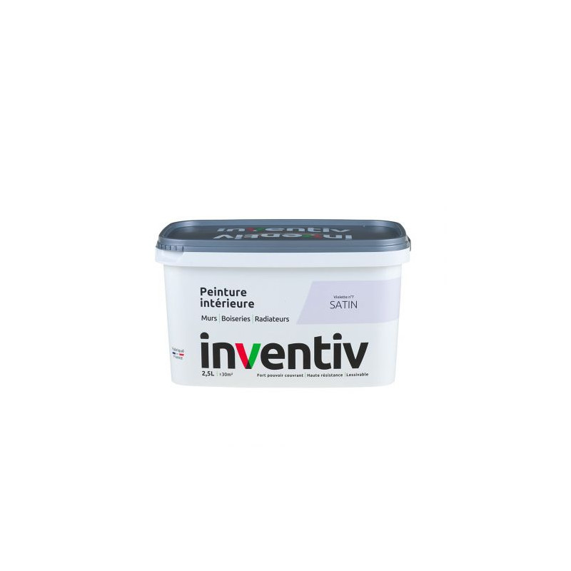 Peinture pour mur boiserie radiateur Violette n°7 satiné 2,5 L INVENTIV