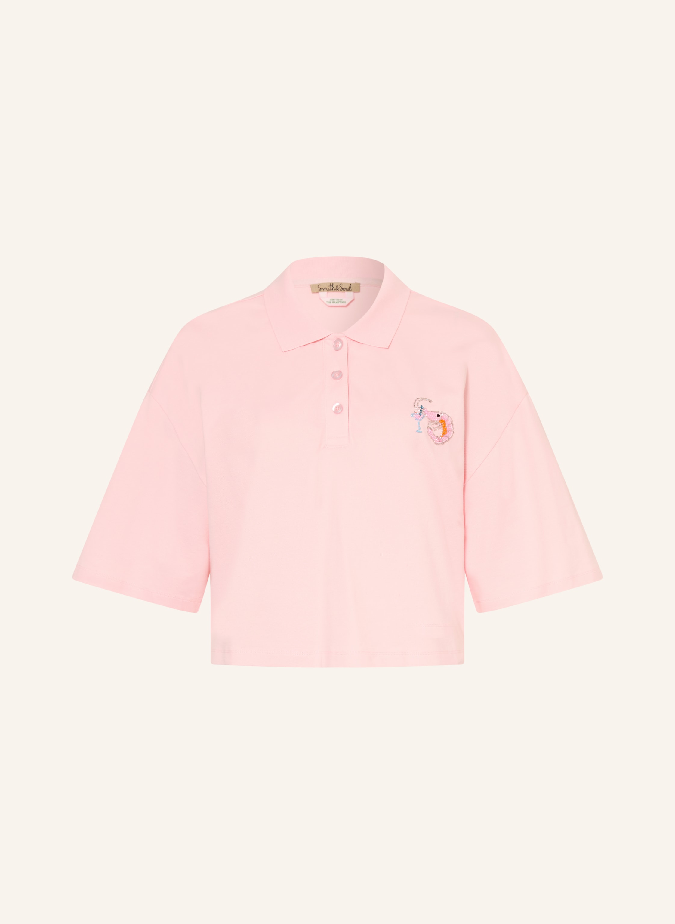 Smith & Soul Piqué-Poloshirt mit Schmuckperlen