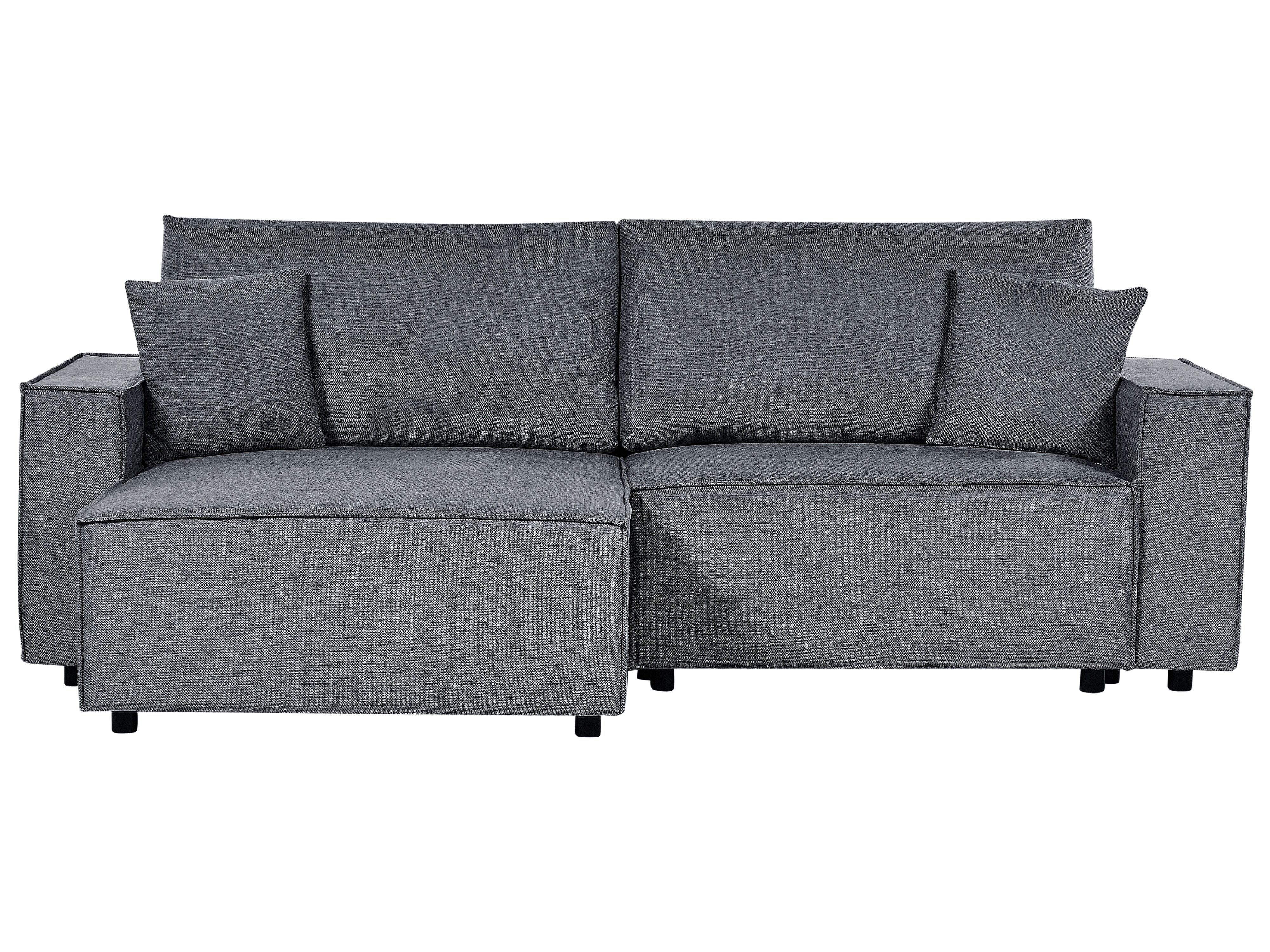Corner Sofa Bed 3 Seater KARILA Fabric Dark Grey with Storage Left Hand