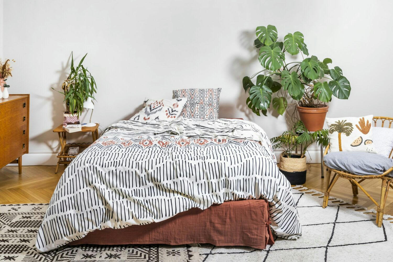 ETHNIC - Parure housse de couette coton gris 220x240 cm