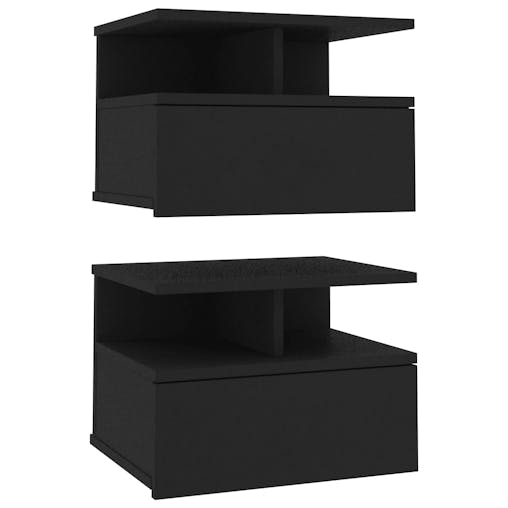 NNEVL Floating Nightstands 2 pcs Black 40x31x27 cm Chipboard
