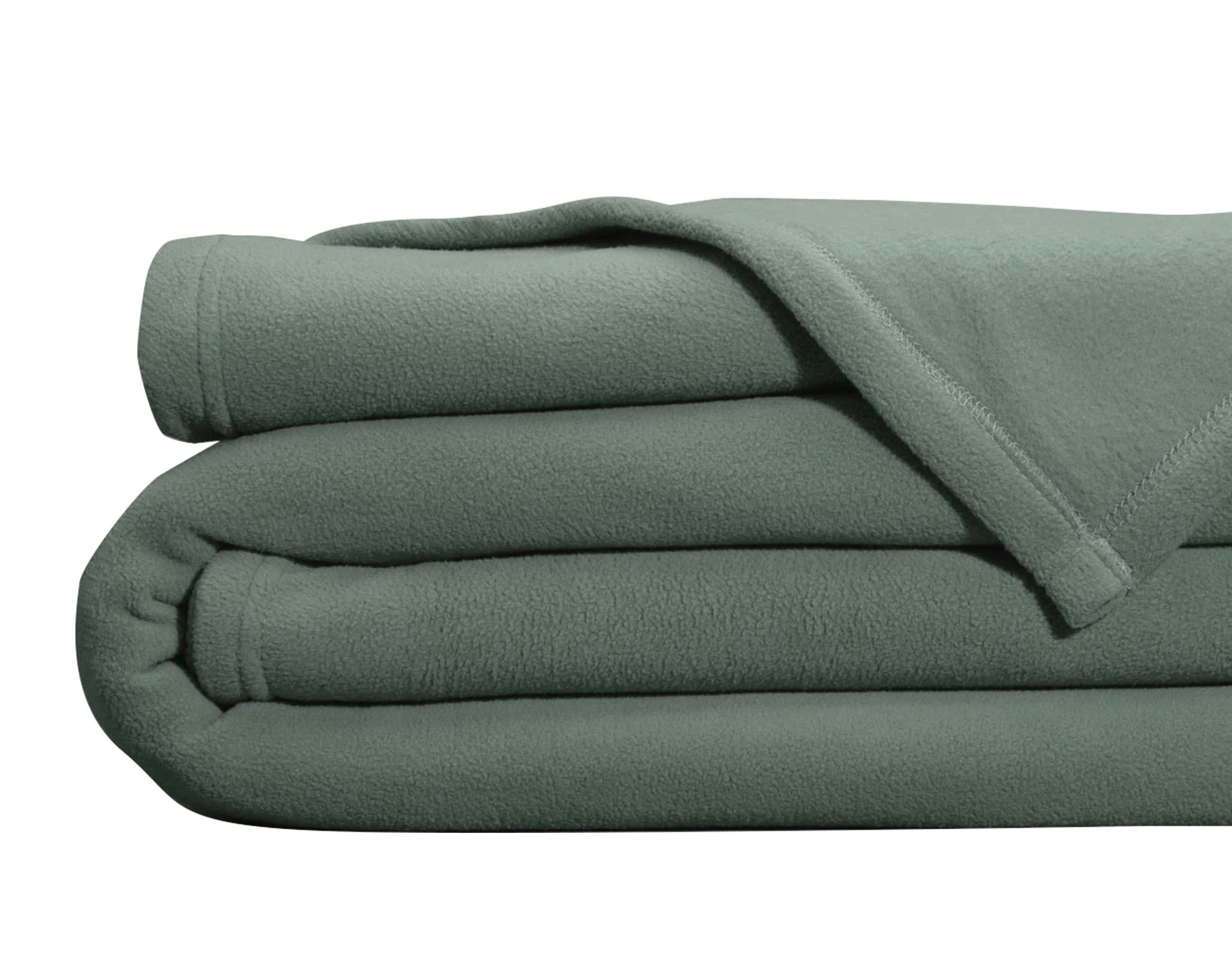 POLARIA - Couverture polaire 75x100 vert en microfibre 350g/m²