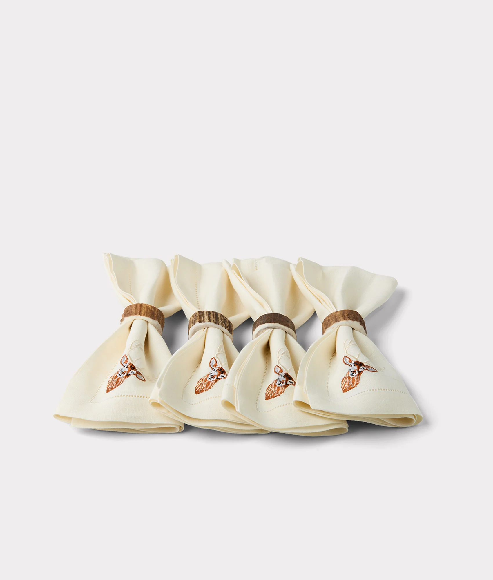 Stag Dinner Napkins - Set of Four - Ecru