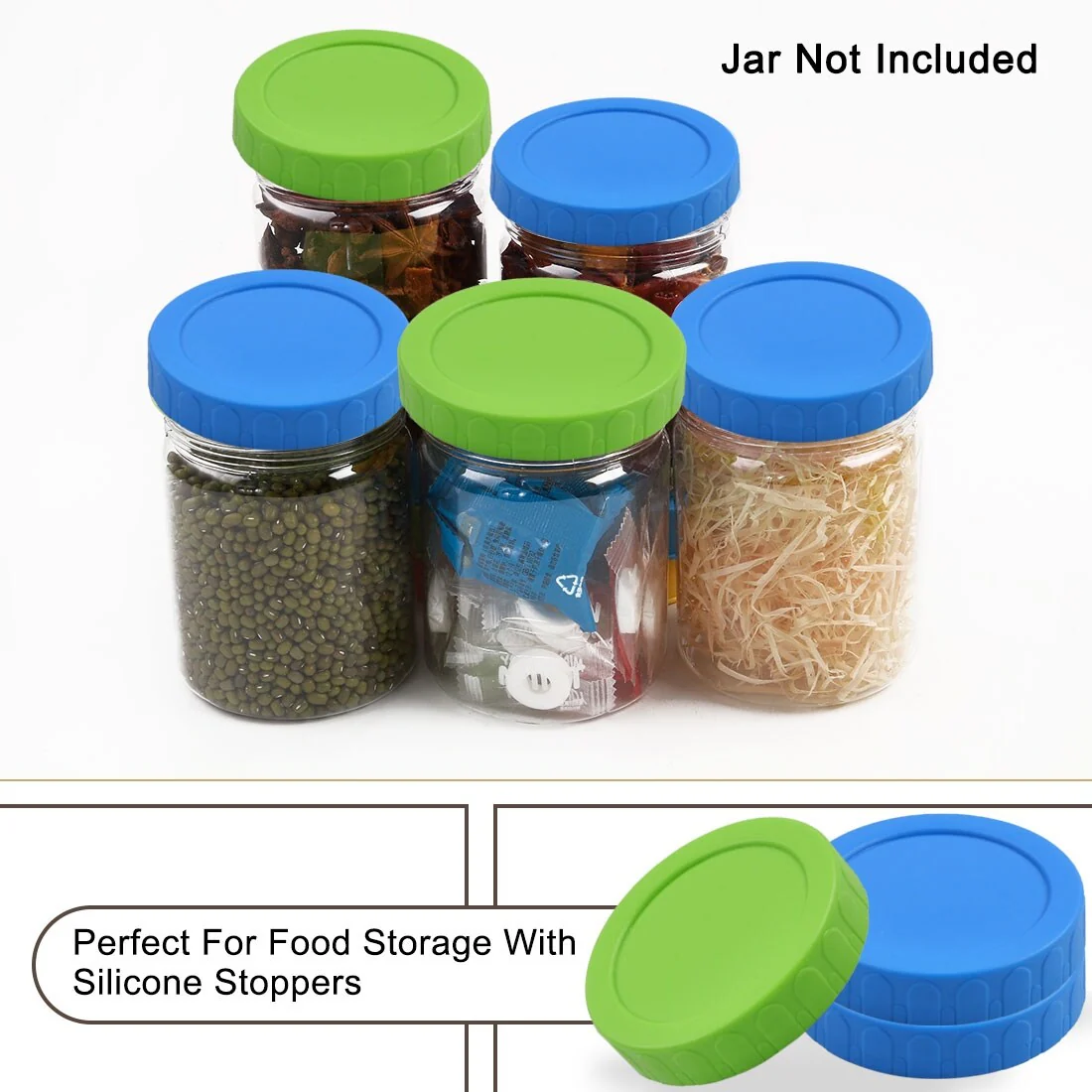 Plastic Mason Jar Lids for Wide Mouth Mason Canning Jars Cup 4 Pack - Green,Blue - 4pcs