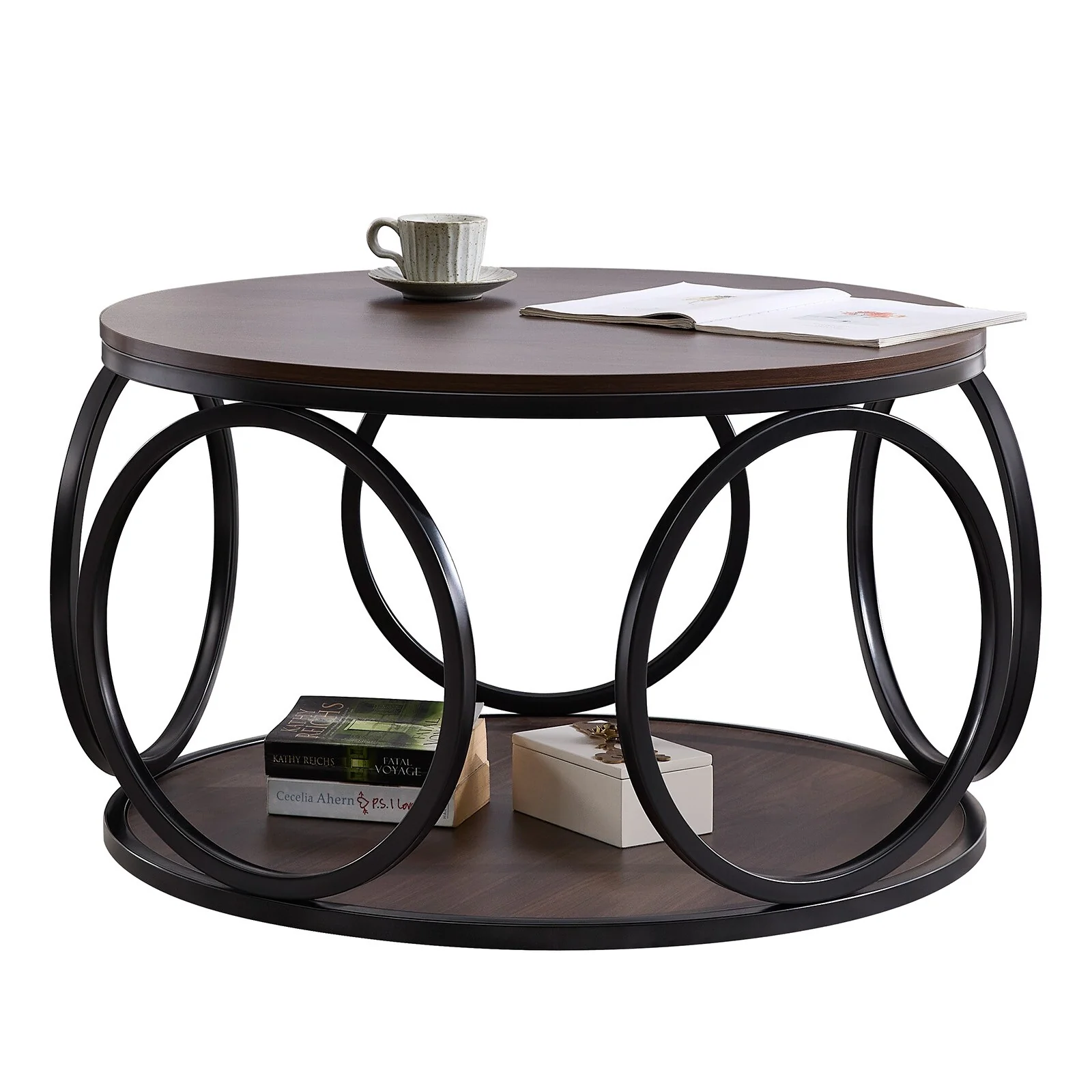 2-Tier Round Coffee Table - 31.5Dia Top/Base x 18.7H