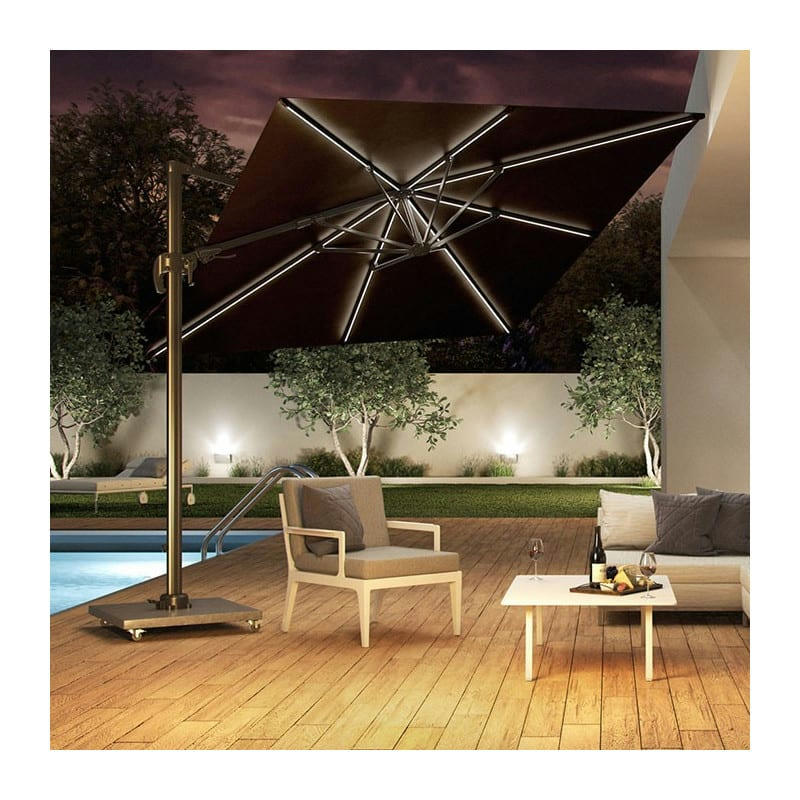 CHALLENGER GLOW - Parasol déporté avec LED 3x3m anthracite
