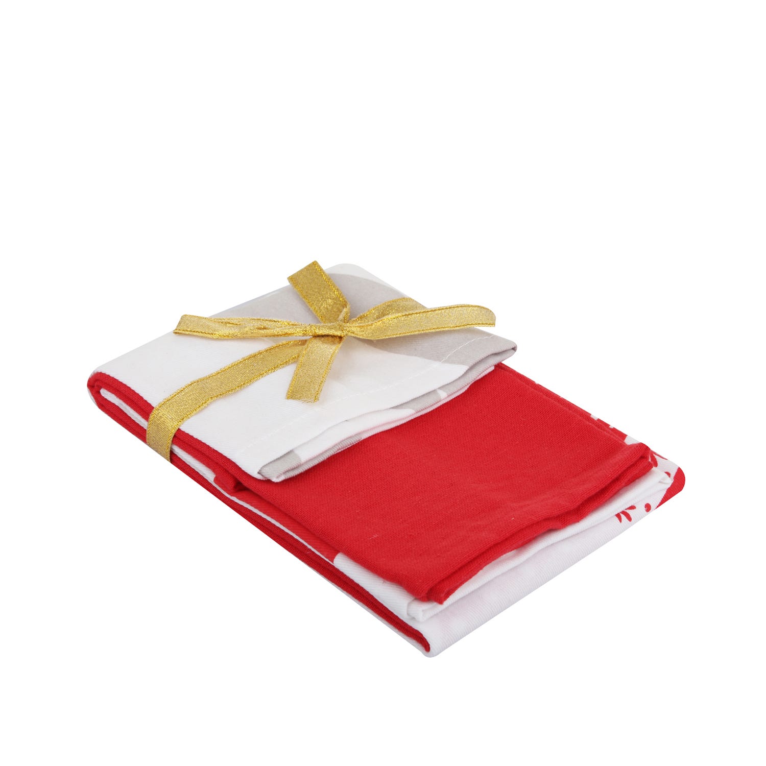 Set 2 strofinacci gnomi Natale bianco e rosso