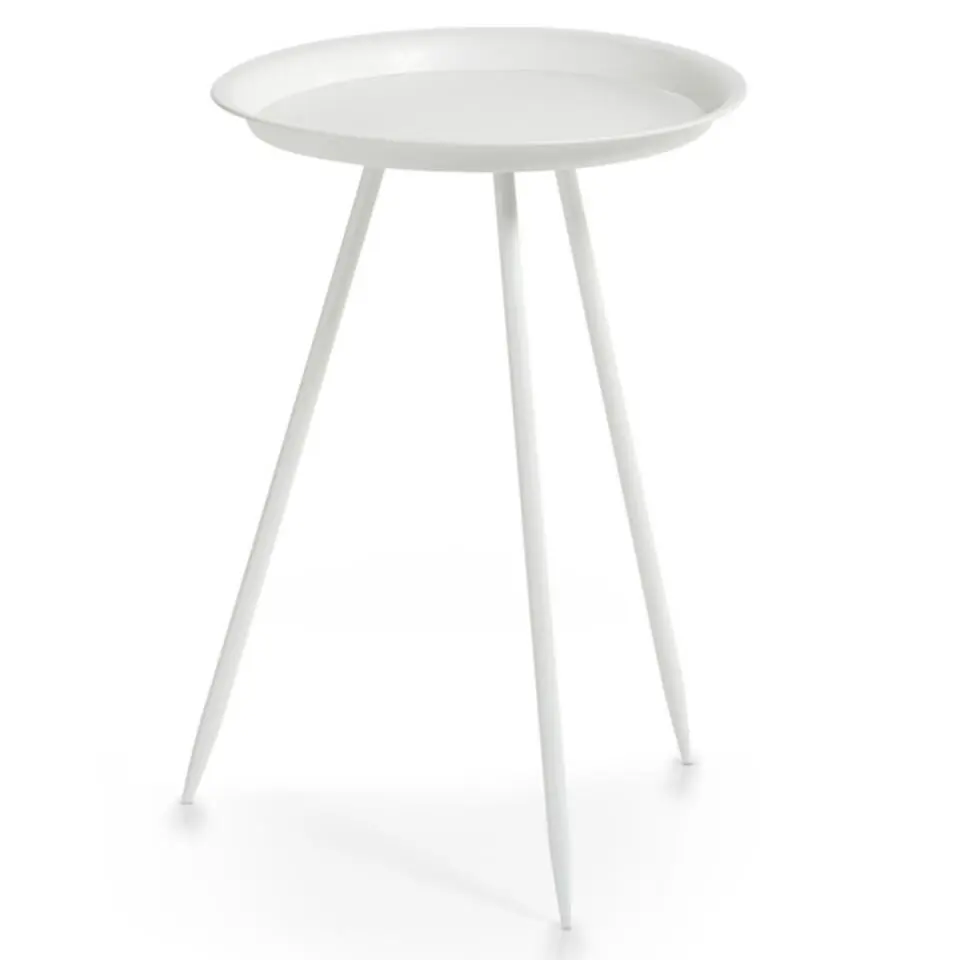 Zeller Bijzettafeltje - wit - metaal - rond - 29 x 44 cm