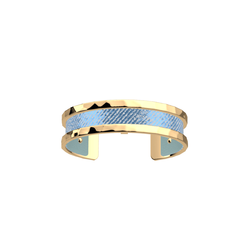 Manchette Pure Martelée, cuir réversible Denim Irisé / Céleste