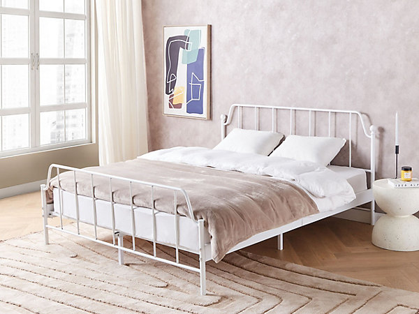Lit avec sommier Métal MAURESSAC 160 x 200 cm Blanc