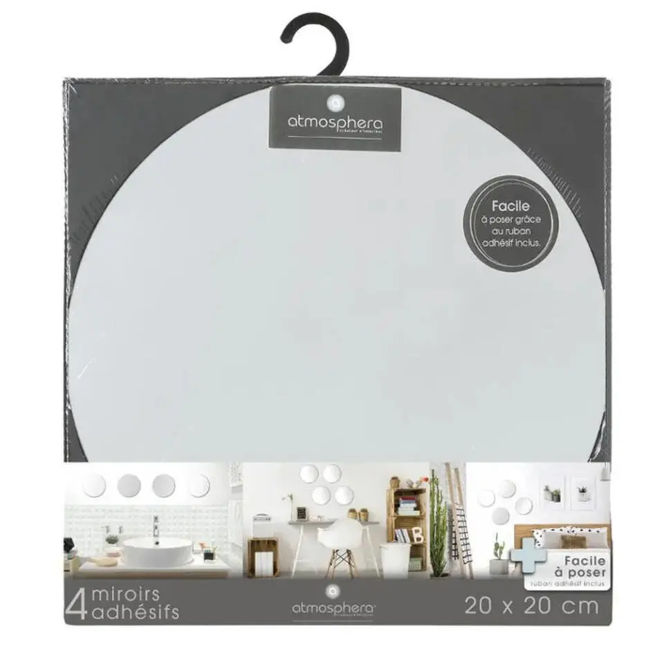 5Five Plak spiegels tegels - 4x stuks - zelfklevend - 20 x 20 cm