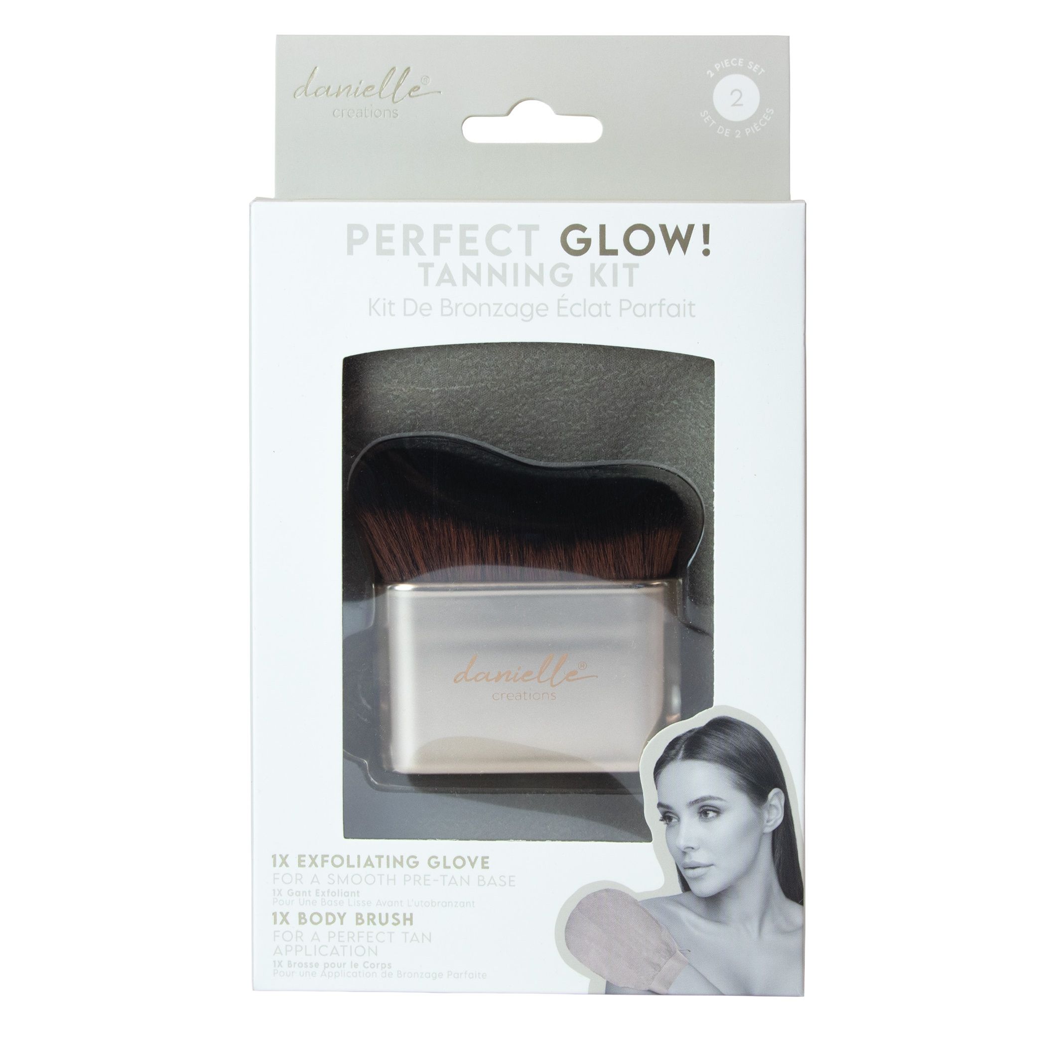 Danielle Creations Glow Tanning Kit Exfoliating Glove & Body Brush Combo