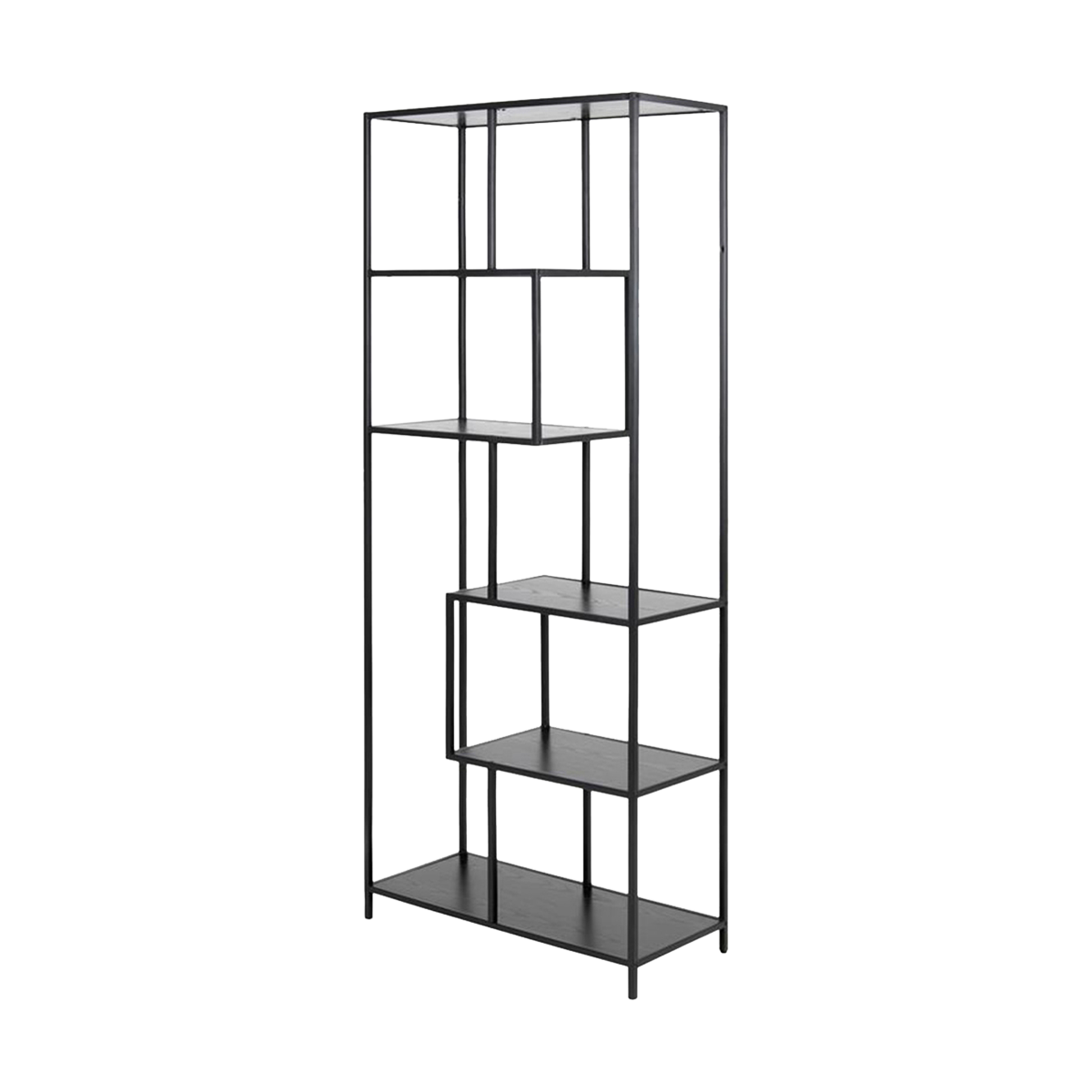 Lisomme Vic Hoge Boekenkast van Metaal en Hout - B 77 cm - Zwart