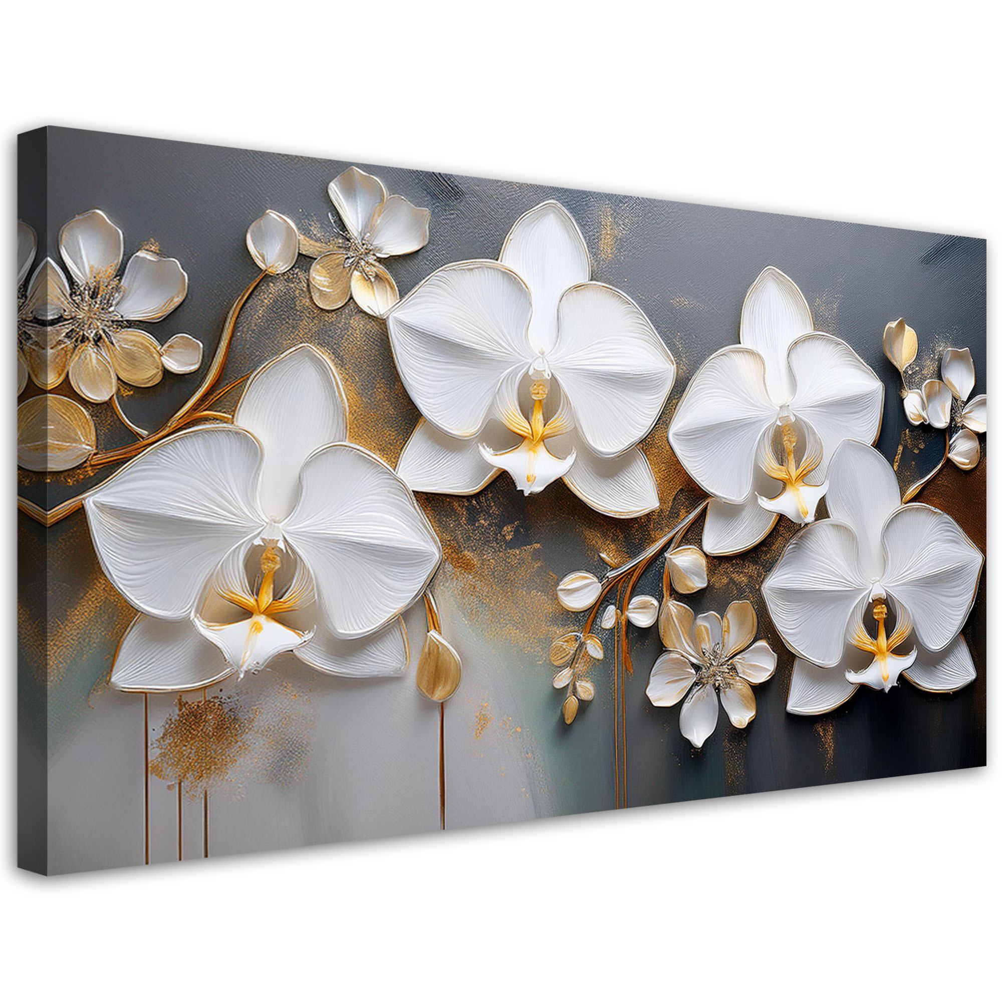 Feeby Obraz na płótnie, Orchidea Biały Kwiat Abstrakcja 100x50