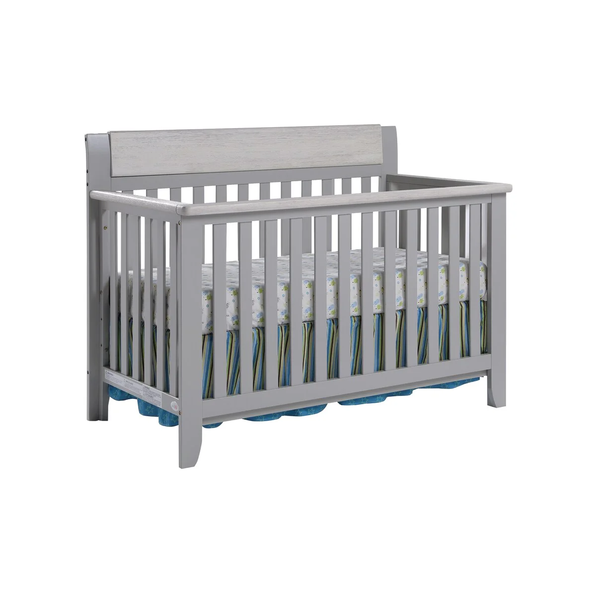 HomeRoots Gray Solid and Manufactured Wood Standard Four In One Convertible Crib - 57