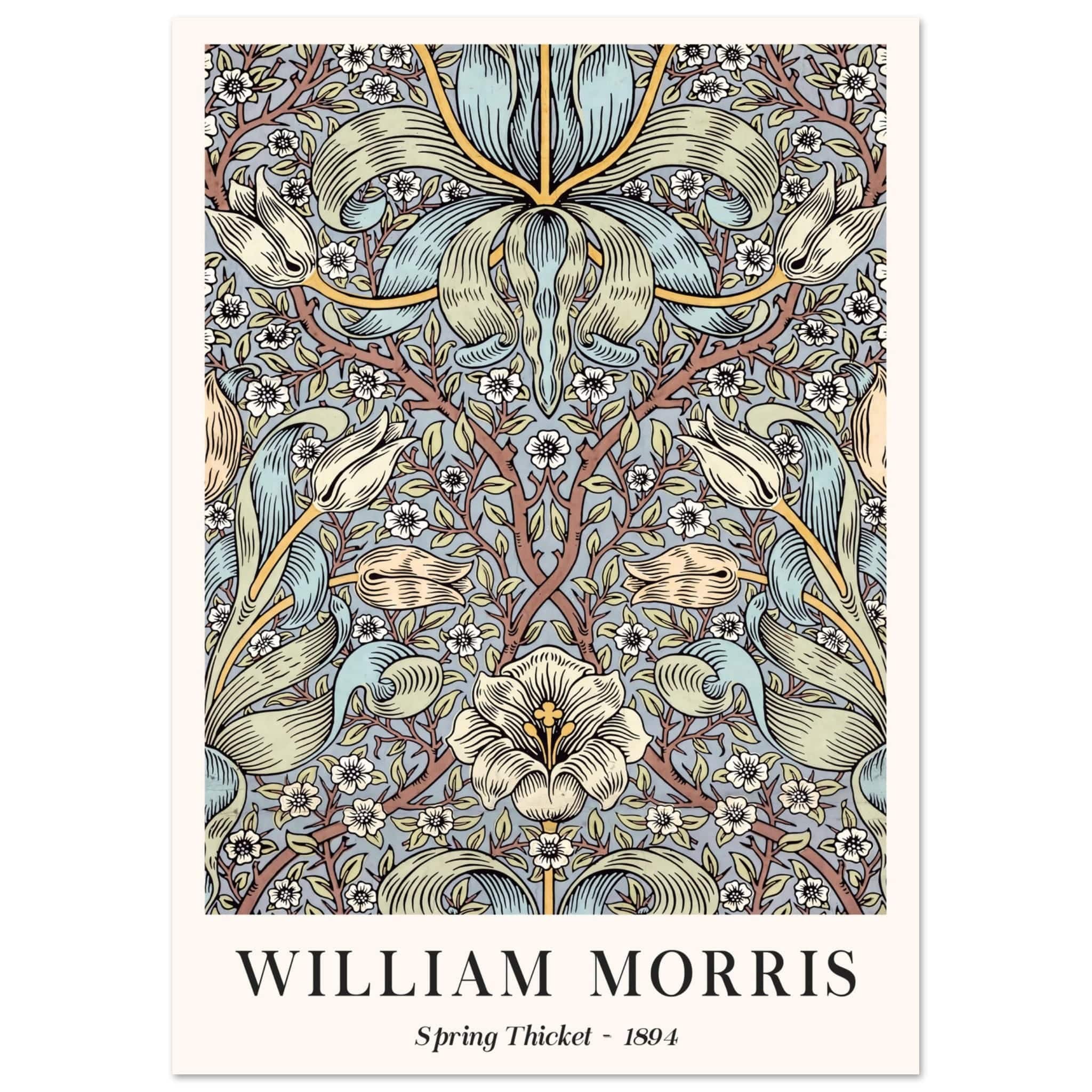 Artfulprints Poster William Morris - Spring thicket 1884  - A4 21x29.7 cm - Blauw