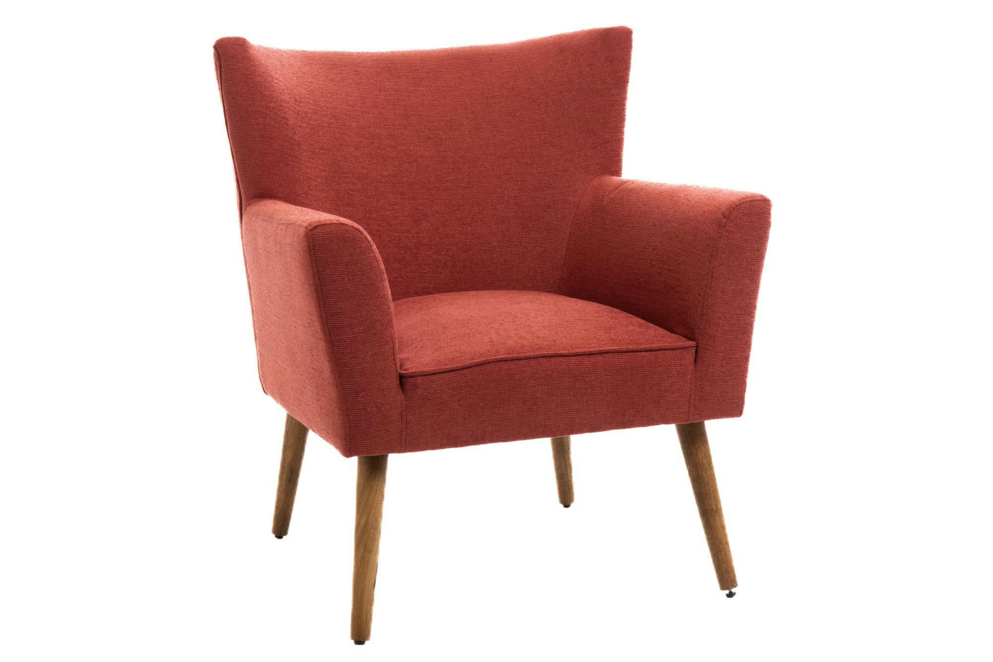 HERON - Fauteuil à accoudoirs en tissu uni et pieds en bois