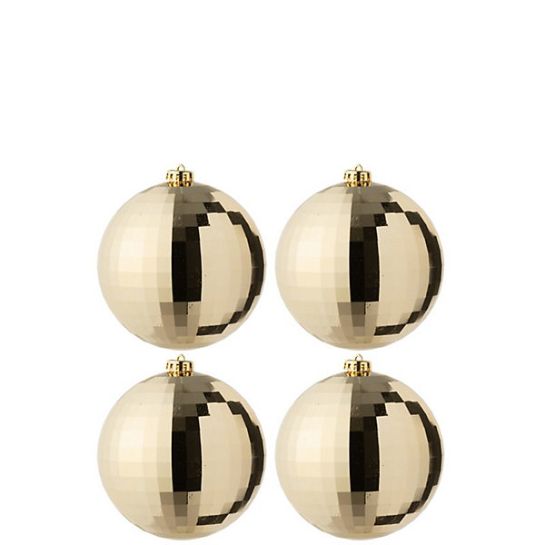 Boite de 4 boules de Noël en plastique doré D.15 cm
