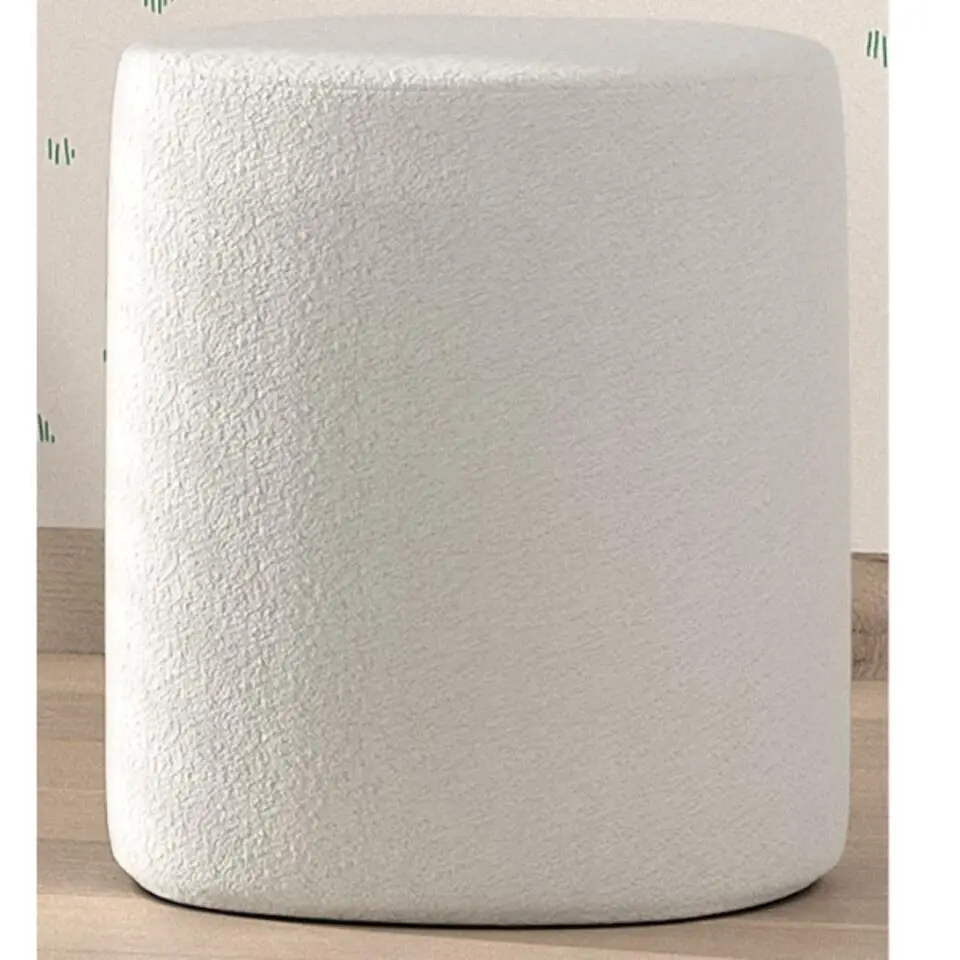 Vipack poef Moon - 41x41 cm - Witte boucl&eacute; stof