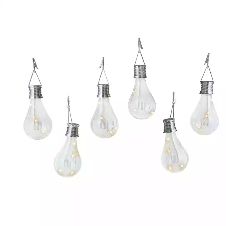 Garden by Sainsbury's Set of 6 Solar Lightbulb Lanterns