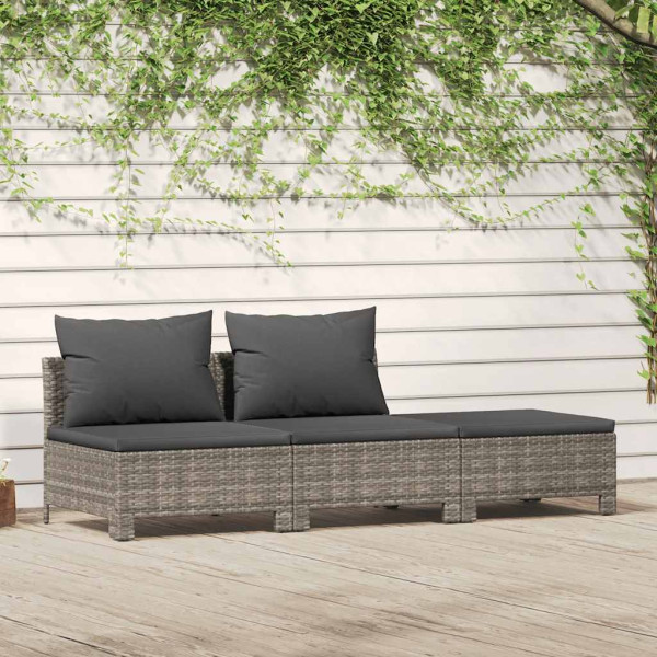 Ogrodowy zestaw wypoczynkowy Szary Technorattan 2x sofa środkowa