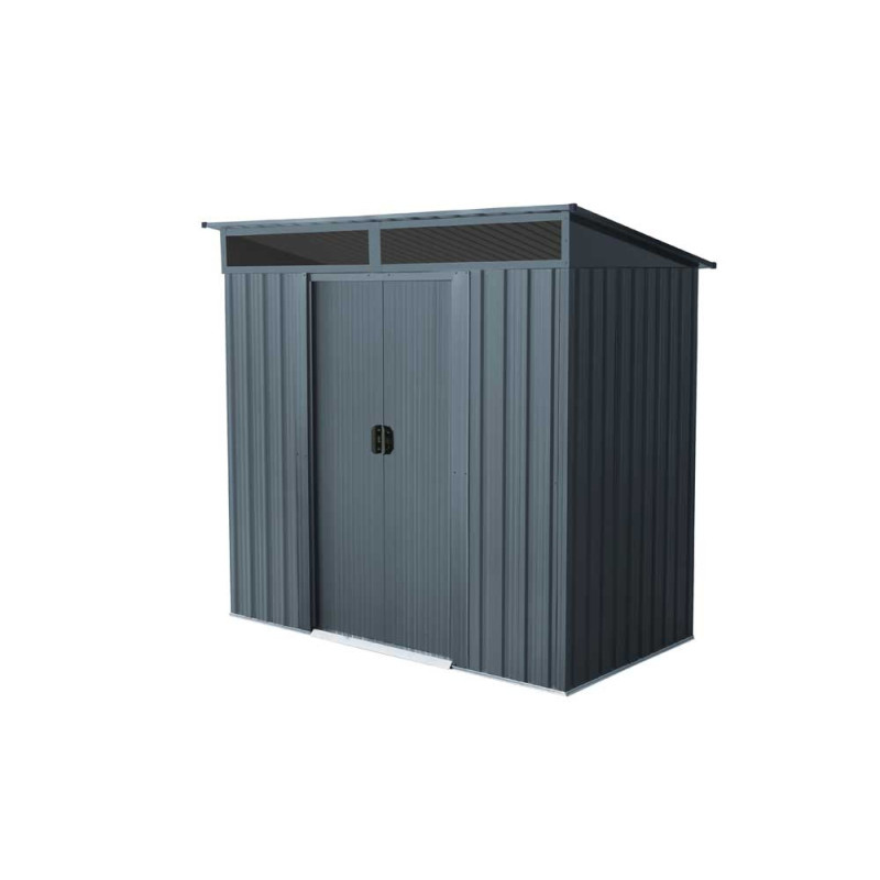 Abri de jardin en métal Lüttich double porte gris anthracite 1,95 x 1,21 x 1,8 m PERGART