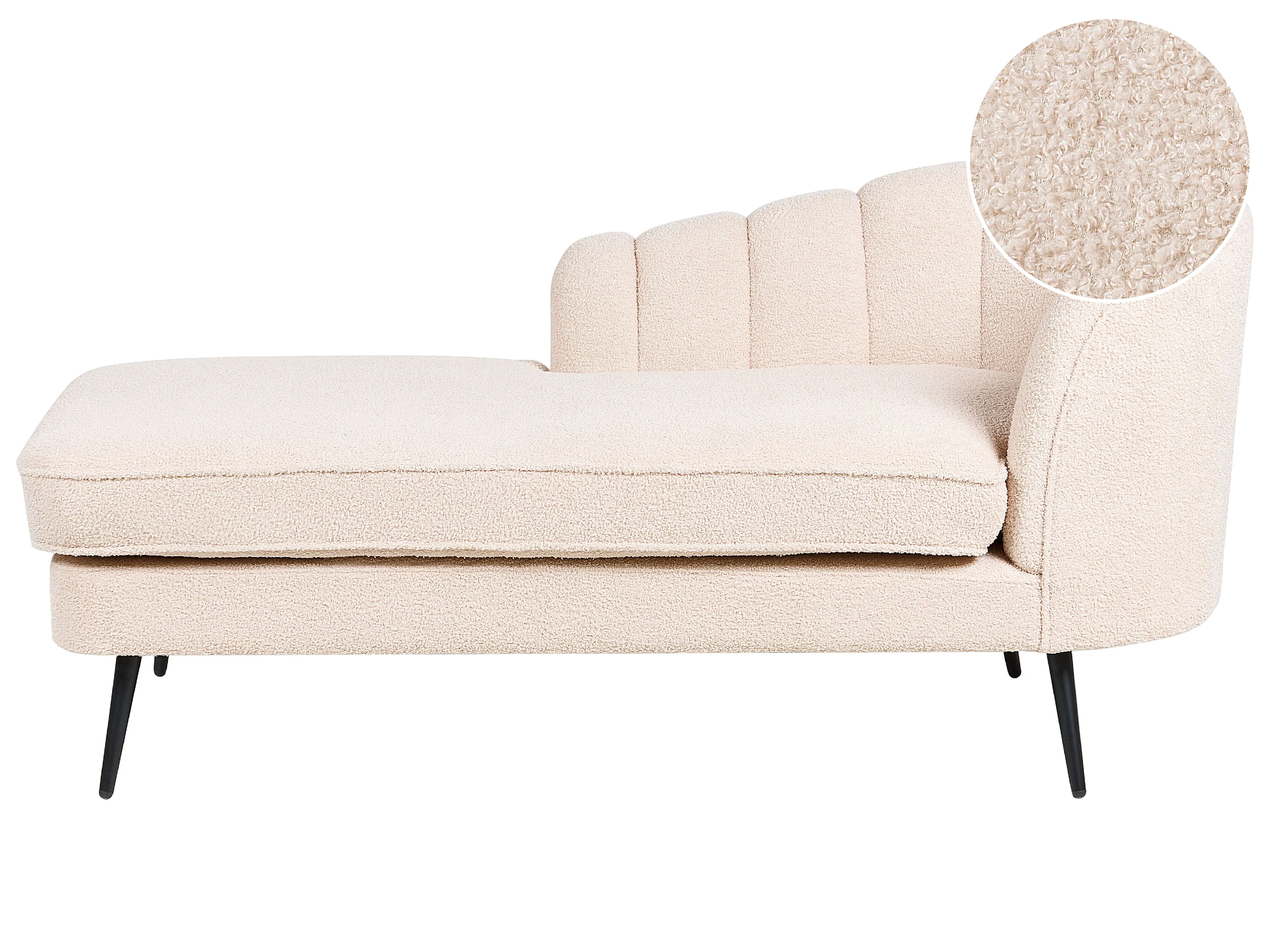 Left-Hand Chaise Longue ALLIER Boucle Light Beige