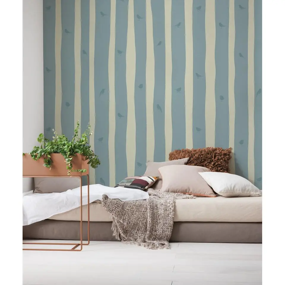 Komar fotobehang vogels vergrijsd blauw - 250 x 300 cm