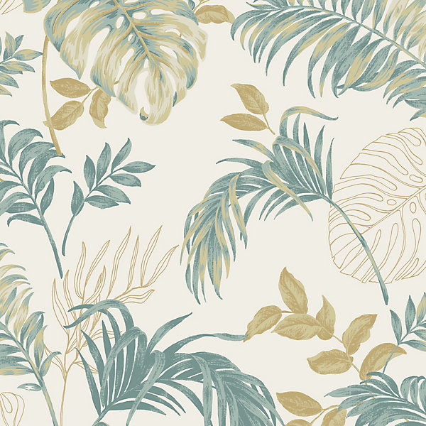 Papier peint vinyle intissé feuillage Allison vert L.1005 x l.53cm Grandeco