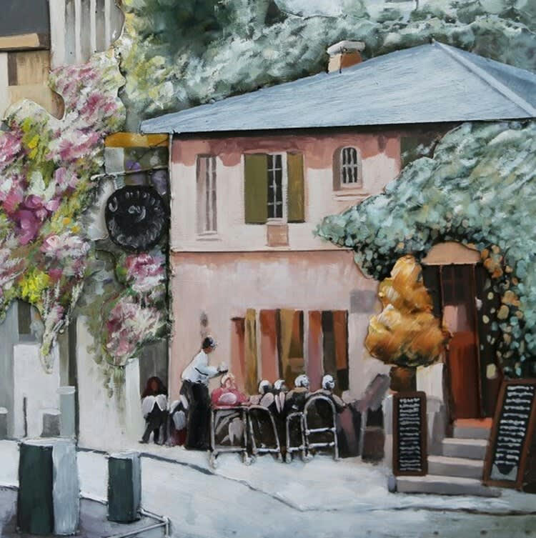 MÉTAL BRASS - Tableau relief en métal au cœur du village 60x60