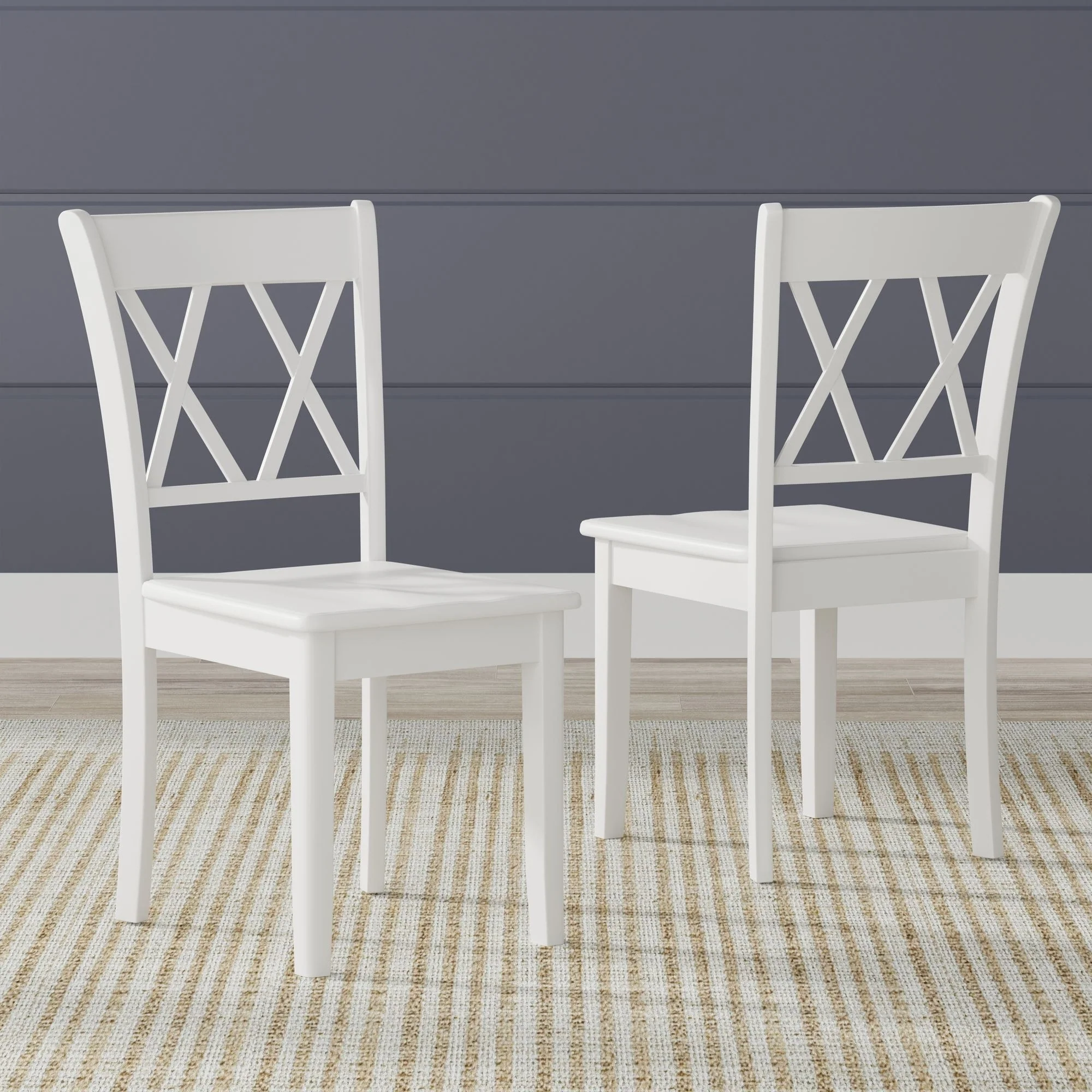 Double X-Back Solid Wood Dining Chair (Set of 2)
