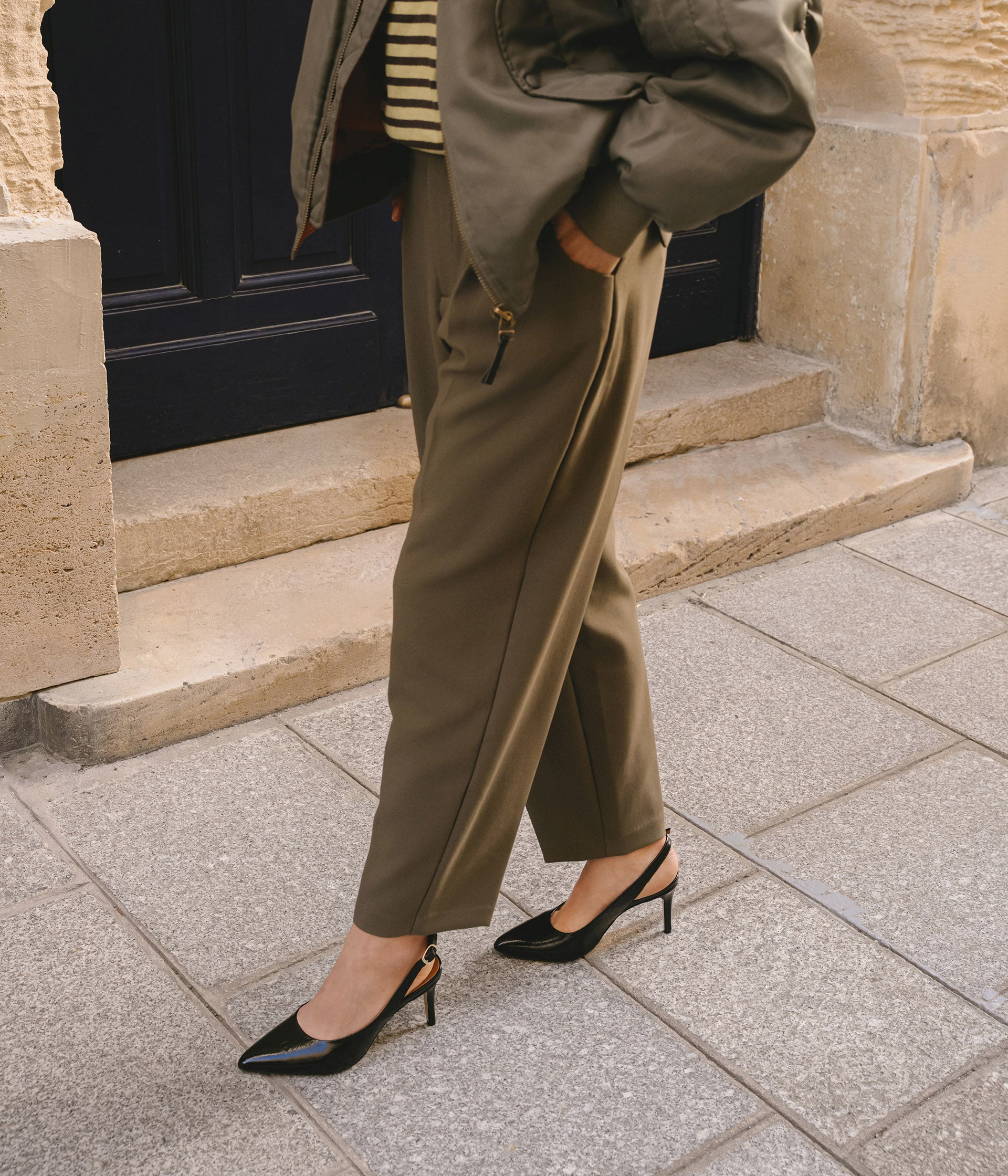 Escarpins slingbacks noirs Saphir