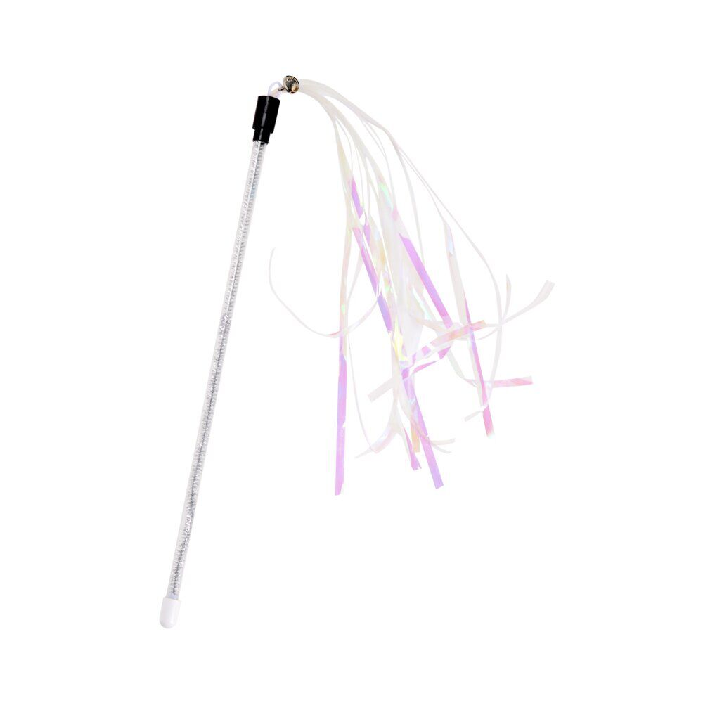 Jouet pour chat canne à pêche plastique L32cm (2 modèles multicolore ou transparent)