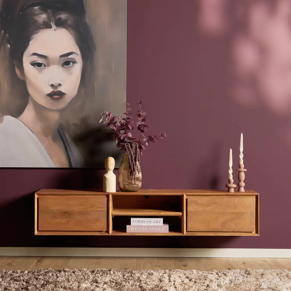 Tv-meubel Zwevend Naturel Hout - 160x35x30cm - Ambiance