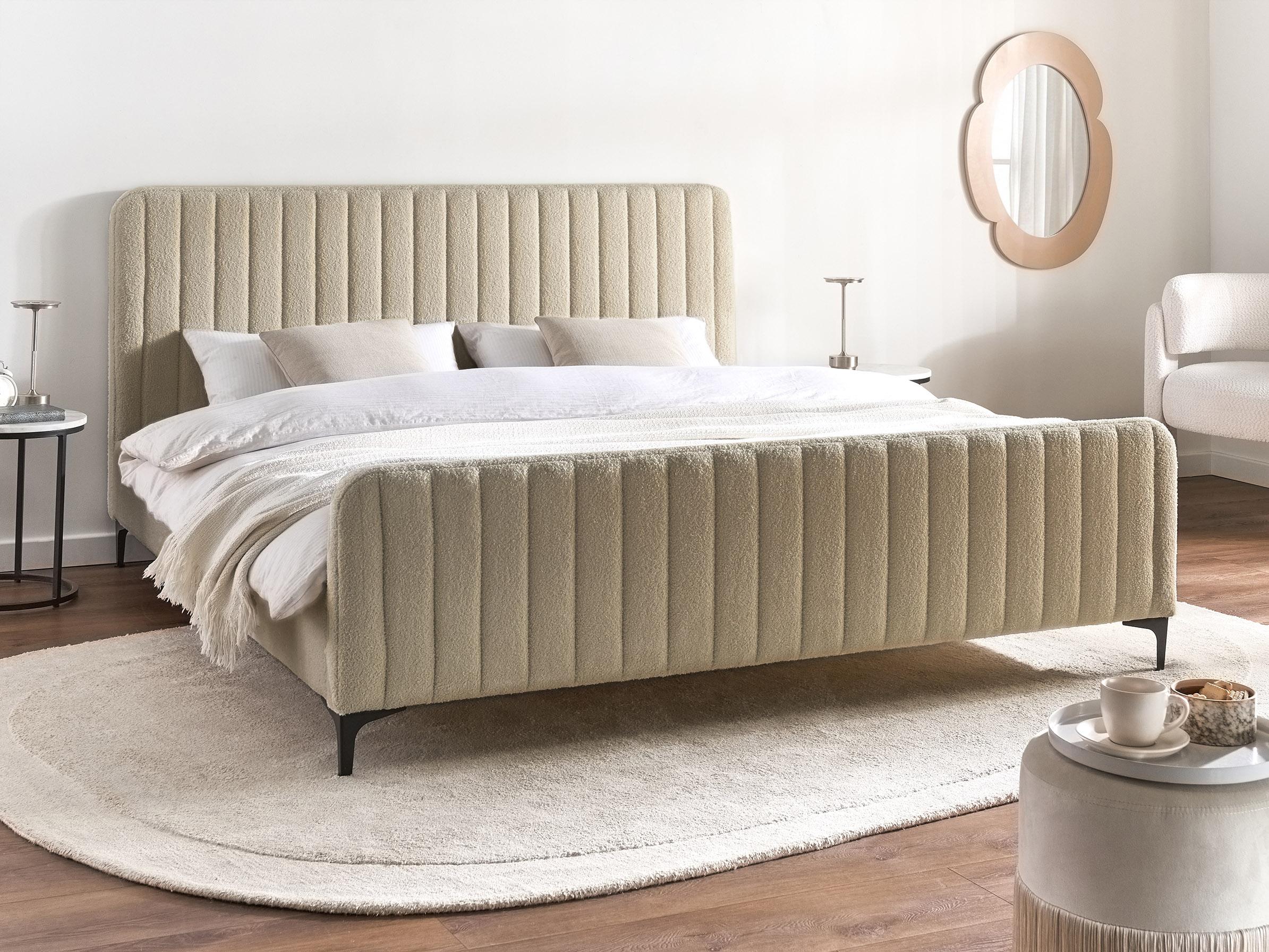 Bed Boucle LUNAN 180 x 200 cm (EU Super King) Beige