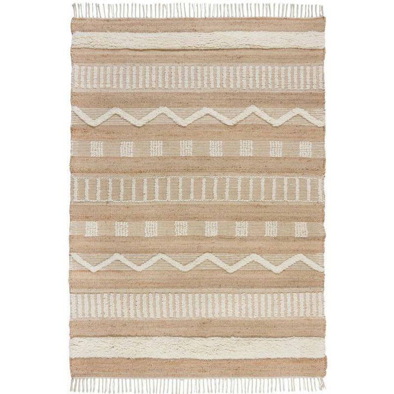 MEDINA - Tapis en jute à reliefs crème et beige 160 x 230