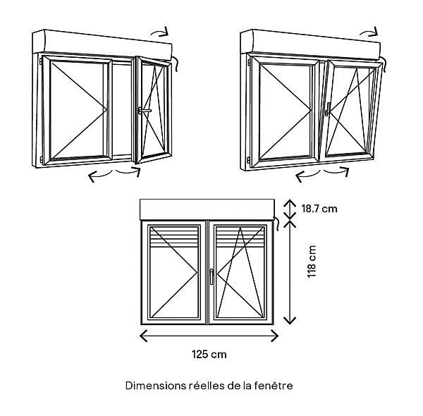 Fenêtre PVC 2 vantaux oscillo-battant   volet roulant électrique GoodHome blanc - l.120 x h.115 cm
