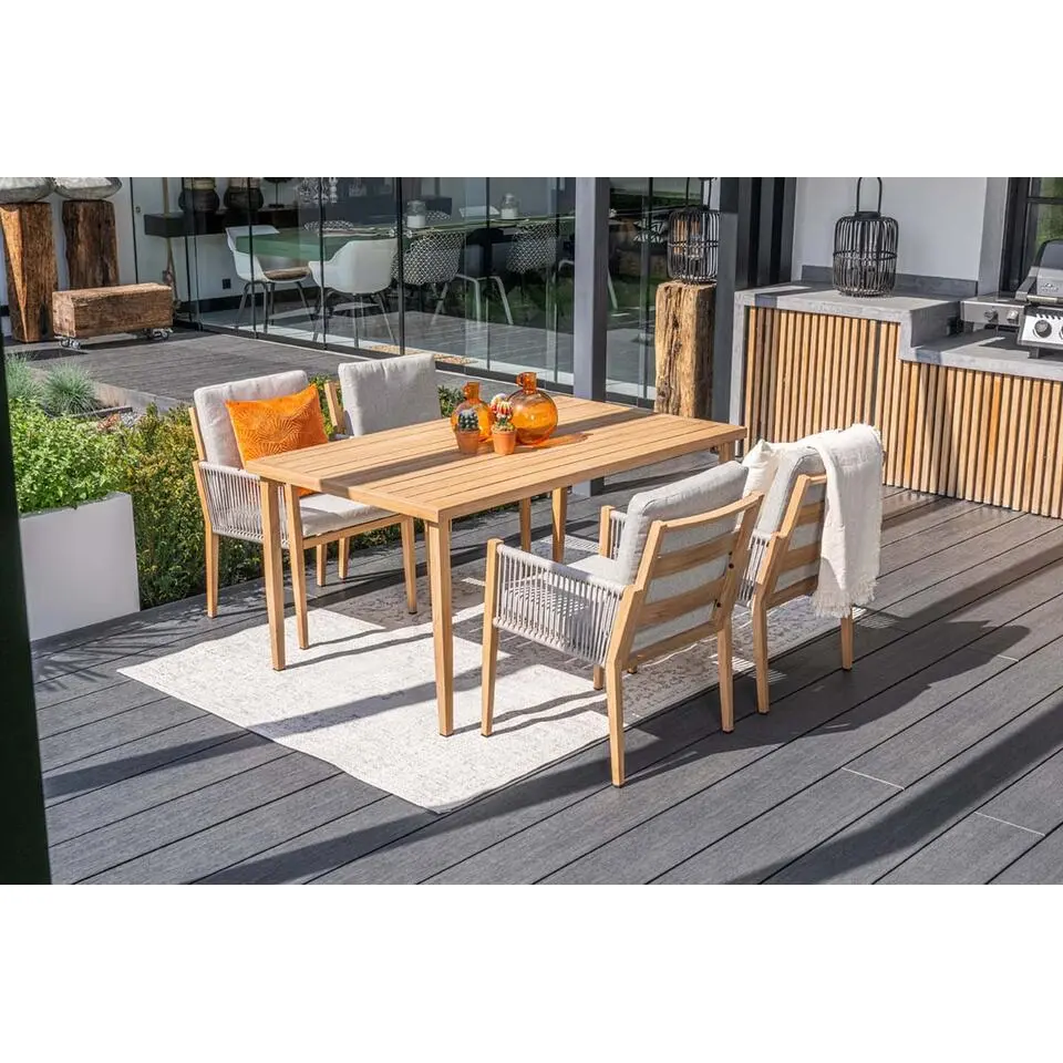 Sardinia dining fauteuil - light teaklook - TPU rope sand - dark sand