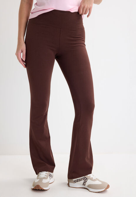 Womens Chocolate Brown Jersey Flare Leggings