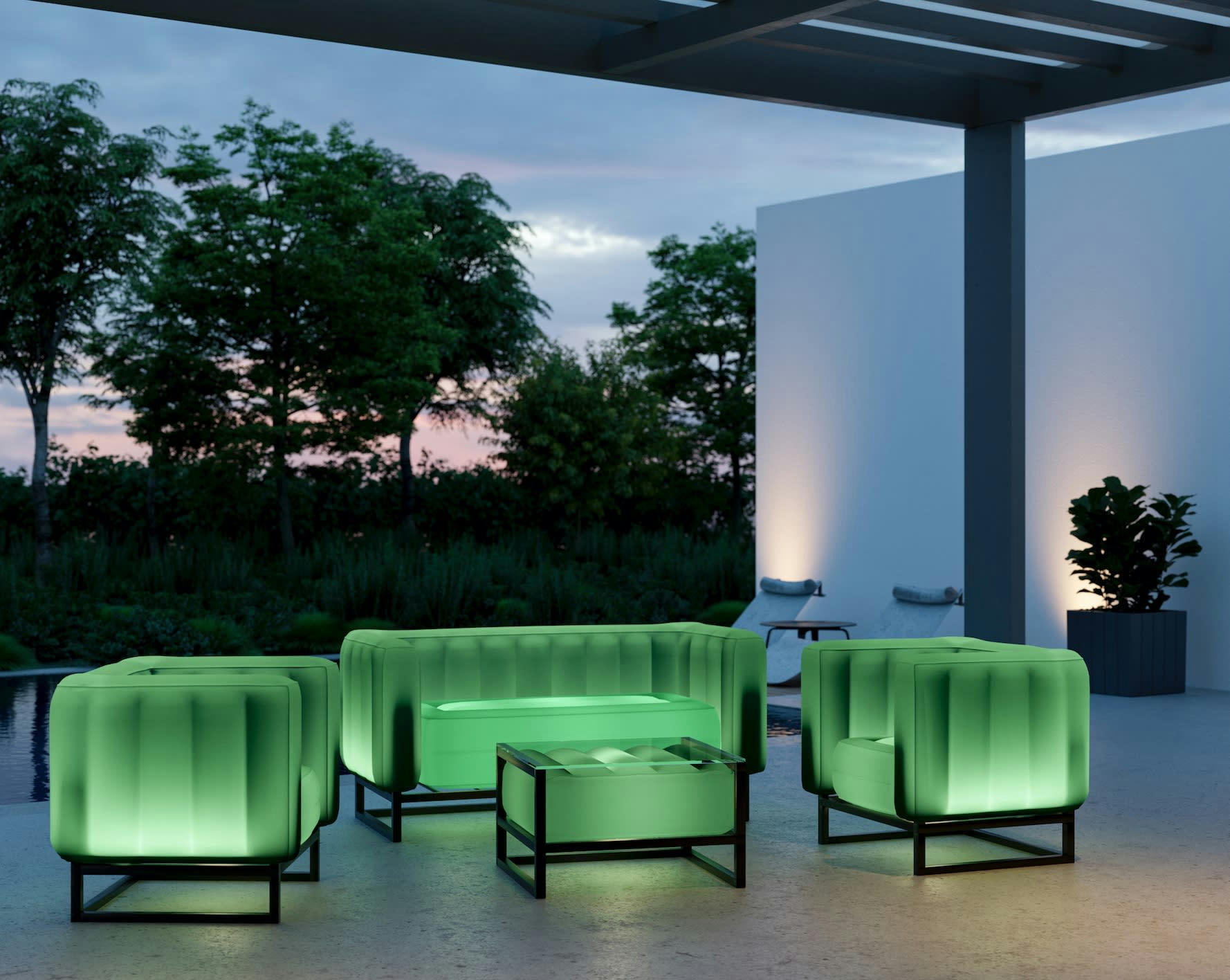 YOMI - Canapé design lumineux 2 places vert