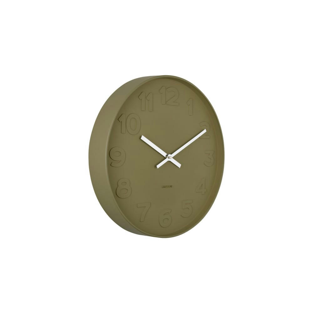MR. GREEN - Horloge murale ronde D37,5cm vert mousse