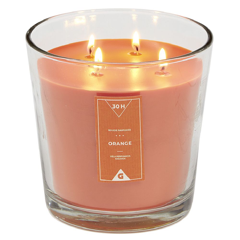 Bougie dans verre orange Ø13,5 cm