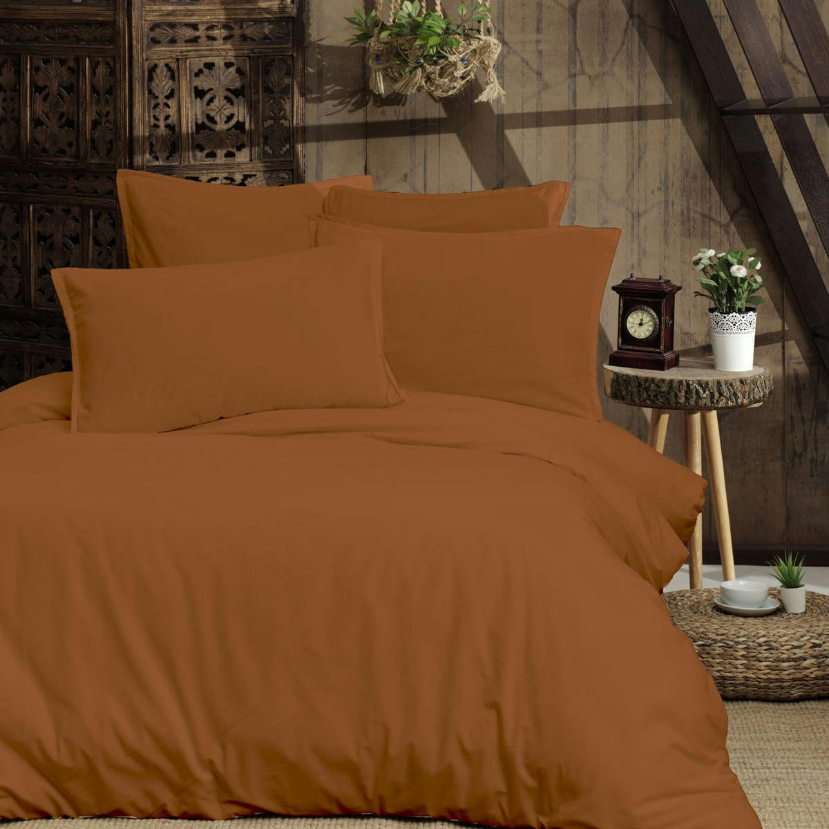 STUDIO - Housse de couette en coton  brique 140x200 cm