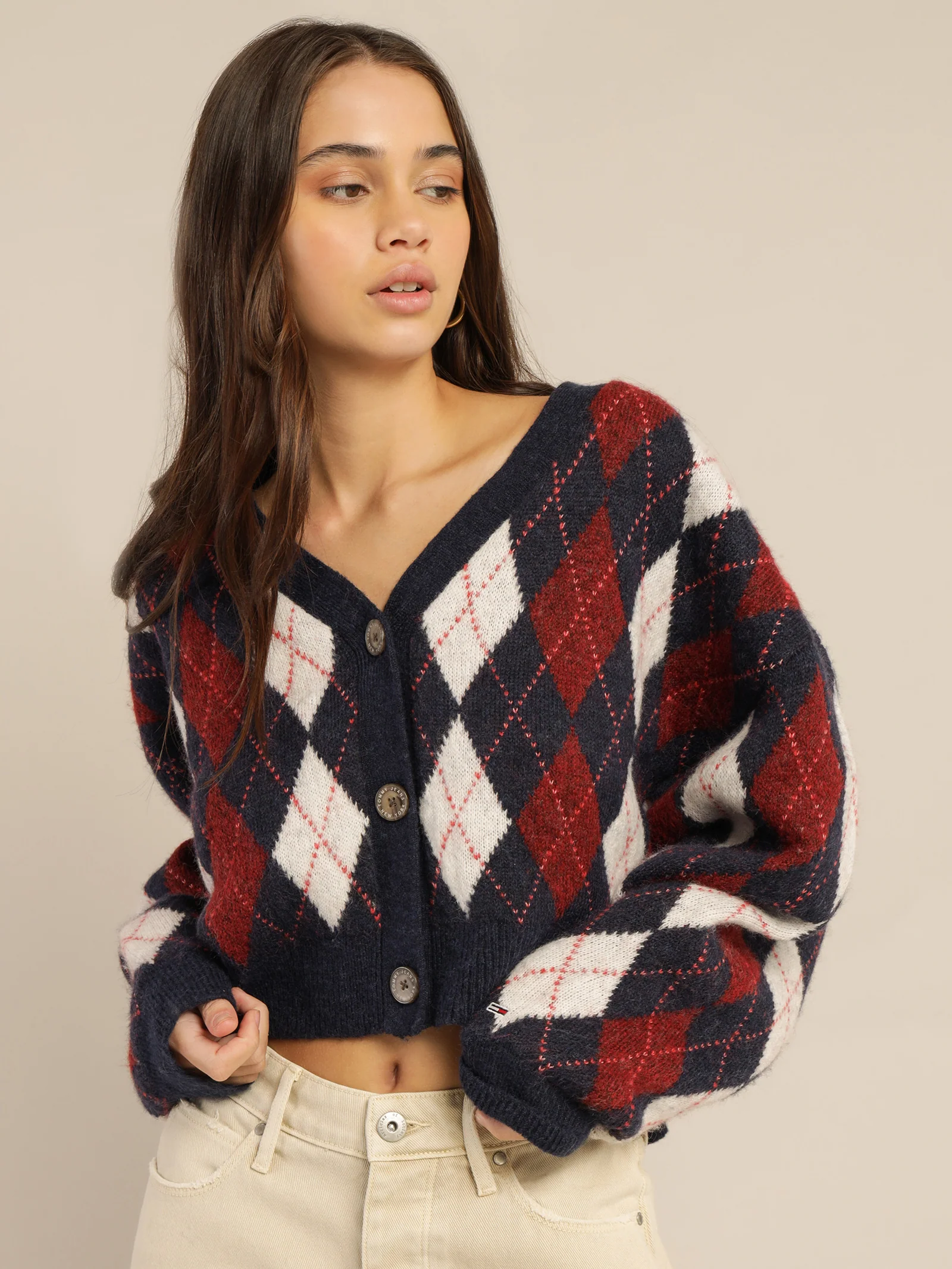 Argyle Cropped Cardigan