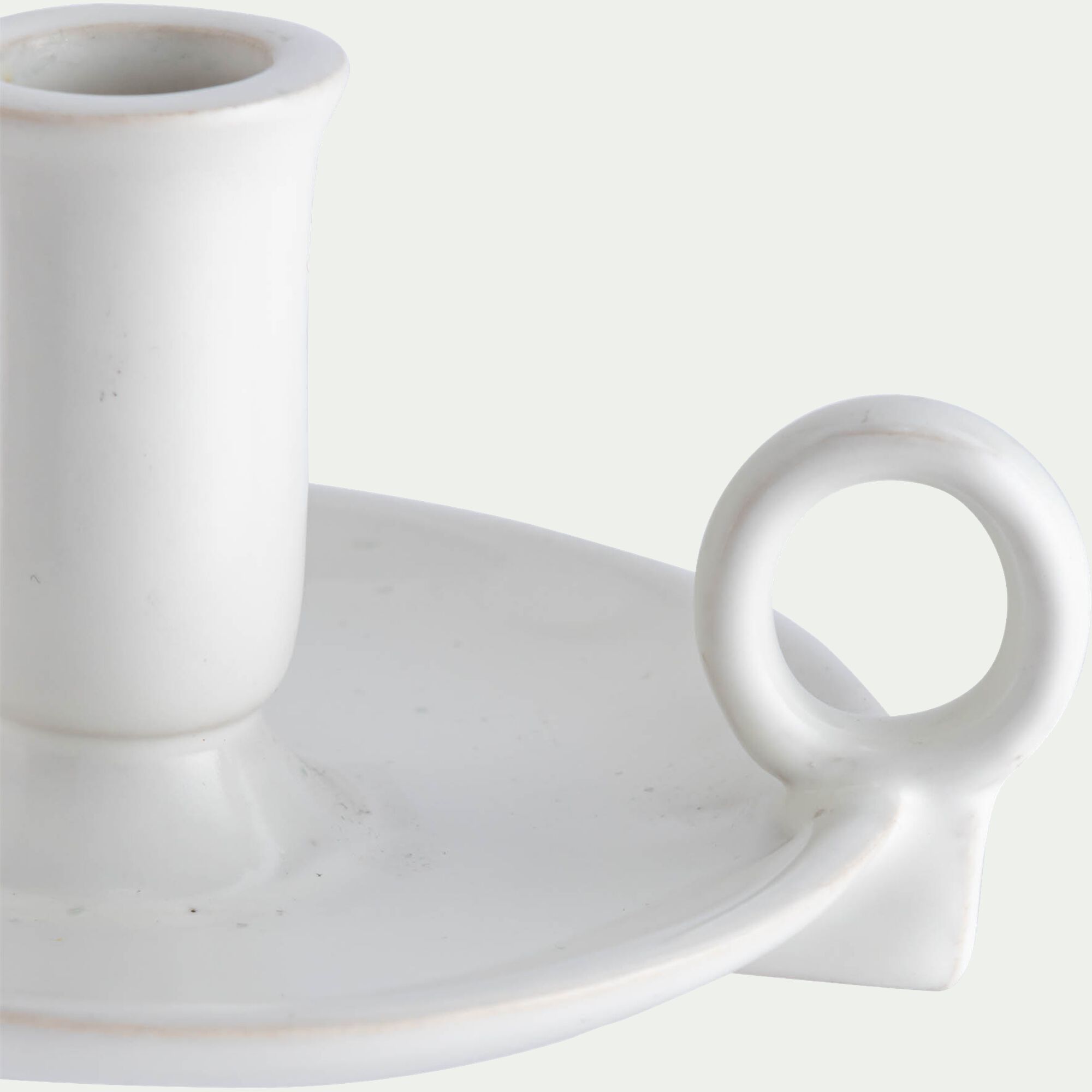 GISELE - Bougeoir en grès H7,5cm - blanc