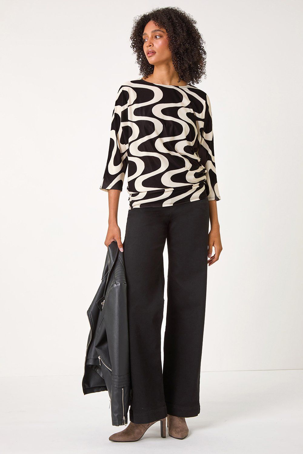 Roman Swirl Print Stretch Top