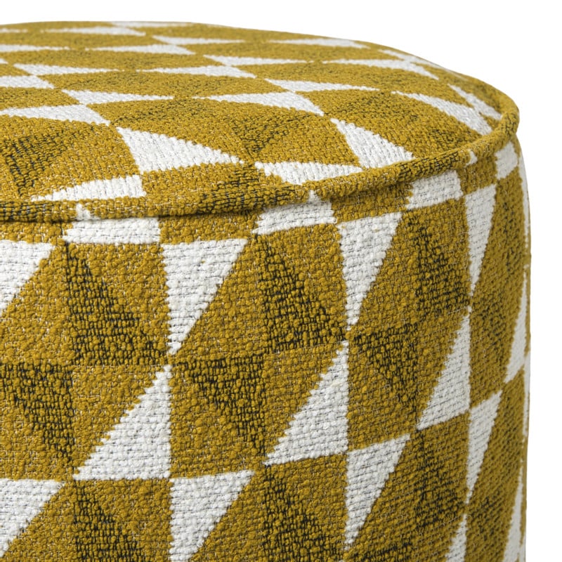 Poef retro - oker/beige - &Oslash;35x38 cm